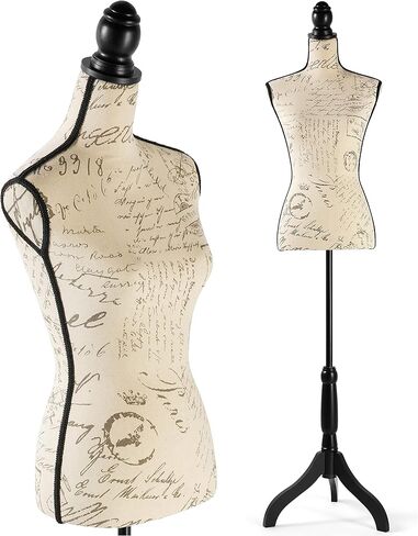 Female Dress Form Mannequin Torso Adjustable Height Mannequin Body with Tripod Stand for Clothing Dress Jewelry Display, Beige Printing in Kuwait