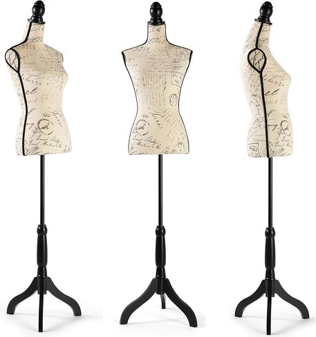 Female Dress Form Mannequin Torso Adjustable Height Mannequin Body with Tripod Stand for Clothing Dress Jewelry Display, Beige Printing in Kuwait