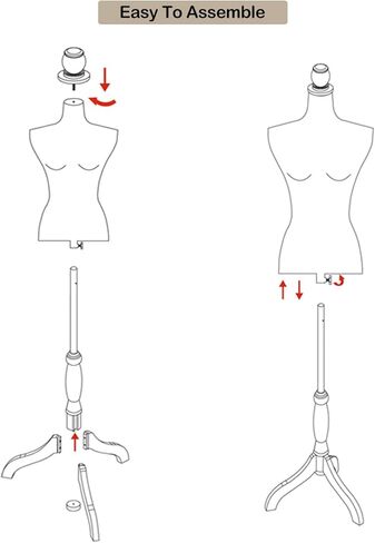 Female Dress Form Mannequin Torso Adjustable Height Mannequin Body with Tripod Stand for Clothing Dress Jewelry Display, Beige Printing in Kuwait