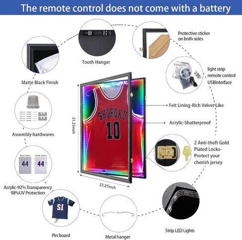 Grintus Jersey Frame Display Case Jersey Display Case Jersey Shadow Box مع 98٪ حماية من الأشعة فوق البنفسجية أكريليك وشماعة للبيسبول وكرة السلة وكرة القدم وكرة القدم والهوكي وقميص رياضي وظهر من الكتان الموحد in Kuwait