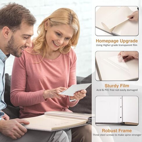 اوبيكو البوم صور لصور 3x5 4x6 5x7 8x10، البوم سجل قصاصات ذاتي اللصق، 20 ورقة 40 صفحة غطاء كتان مع نافذة عرض، كتاب صور تصنعه بنفسك، هدية مثالية لحفلات الزفاف والرضع والعائلة in Kuwait