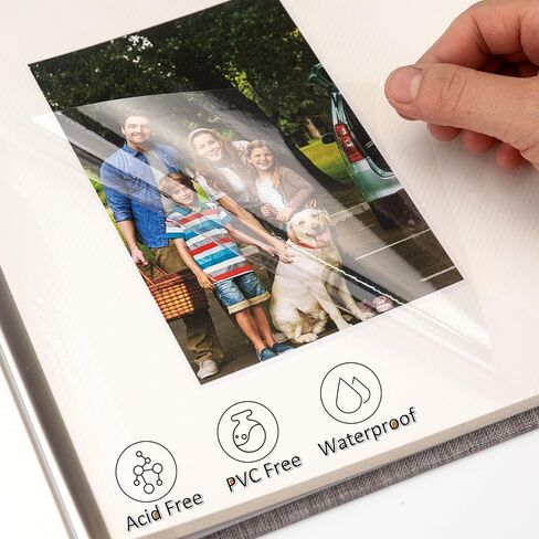 اوبيكو البوم صور لصور 3x5 4x6 5x7 8x10، البوم سجل قصاصات ذاتي اللصق، 20 ورقة 40 صفحة غطاء كتان مع نافذة عرض، كتاب صور تصنعه بنفسك، هدية مثالية لحفلات الزفاف والرضع والعائلة in Kuwait