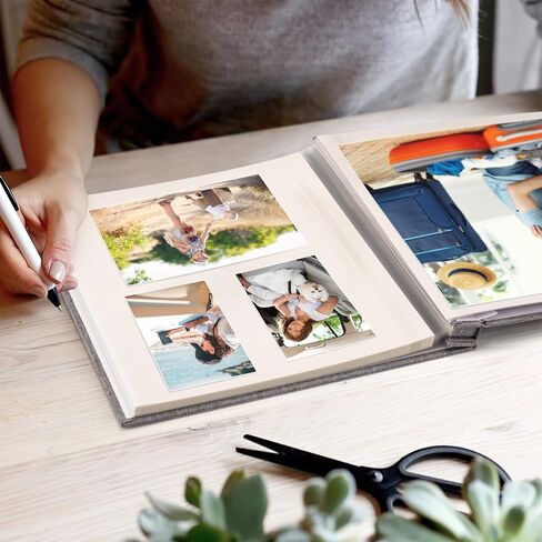 اوبيكو البوم صور لصور 3x5 4x6 5x7 8x10، البوم سجل قصاصات ذاتي اللصق، 20 ورقة 40 صفحة غطاء كتان مع نافذة عرض، كتاب صور تصنعه بنفسك، هدية مثالية لحفلات الزفاف والرضع والعائلة in Kuwait