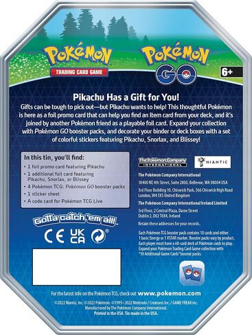 Pokémon TCG: GO Tin - Pikachu (2 بطاقة فويل و4 عبوات معززة) in Saudi Arabia