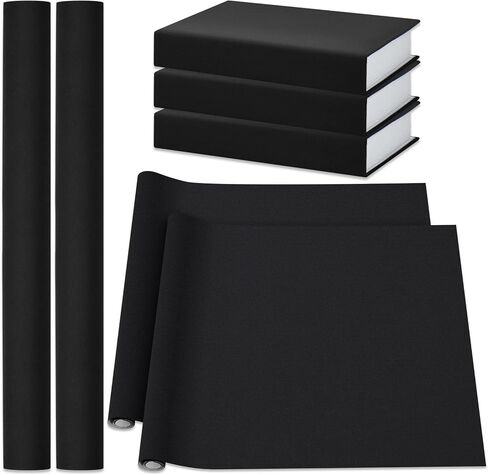 Preboun 2 Rolls 40 x 16 Inch Book Cloth for Book Binding Fabric Surface and Paper Backed Bookcover Lasting Strong Archival Bookbinding Supplies for Covering Books Album Scrapbooking Crafts DIY, Black in Saudi Arabia