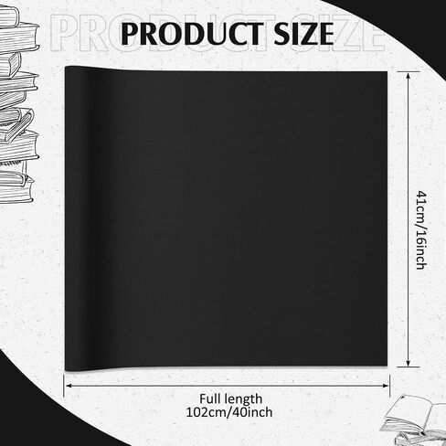 Preboun 2 Rolls 40 x 16 Inch Book Cloth for Book Binding Fabric Surface and Paper Backed Bookcover Lasting Strong Archival Bookbinding Supplies for Covering Books Album Scrapbooking Crafts DIY, Black in Saudi Arabia