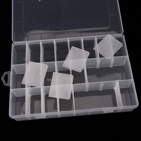 2 Pack 24 Grids Plastic Organizer Box Container Craft Storage Box Compartment Box with Adjustable Dividers for Beads Jewelry Fishing Tackles Art DIY, Clear in Saudi Arabia