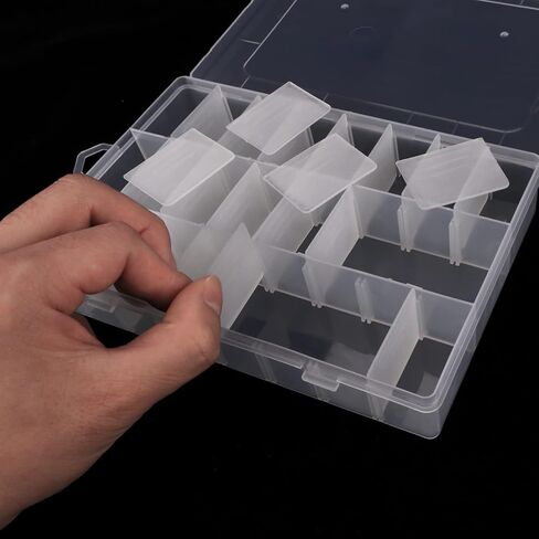 2 Pack 24 Grids Plastic Organizer Box Container Craft Storage Box Compartment Box with Adjustable Dividers for Beads Jewelry Fishing Tackles Art DIY, Clear in Saudi Arabia