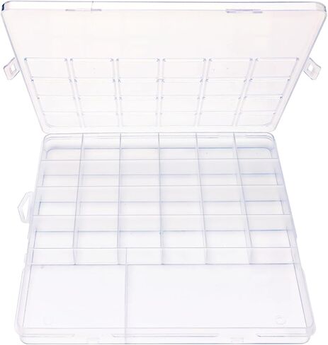 صندوق منظم للخرز مكون من 26 شبكة (سُمك 1.7 سم)، منظمات المجوهرات وصندوق تخزين الفنون اليدوية، صندوق تخزين الخرز البلاستيكي المقسم، تخزين الحرف اليدوية للخرز، المجوهرات، السحر الصغيرة. in Kuwait
