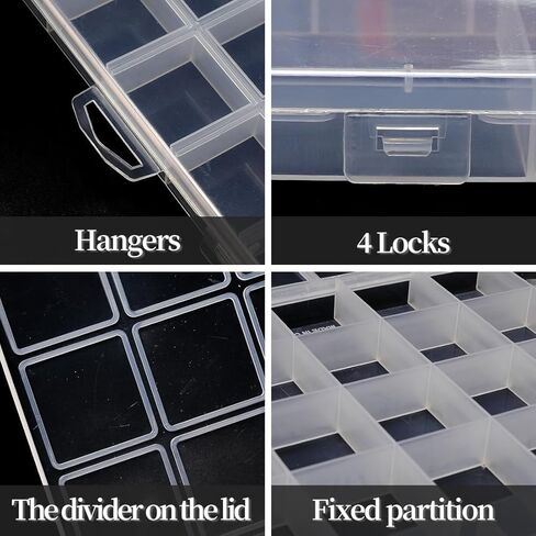 صندوق منظم للخرز مكون من 26 شبكة (سُمك 1.7 سم)، منظمات المجوهرات وصندوق تخزين الفنون اليدوية، صندوق تخزين الخرز البلاستيكي المقسم، تخزين الحرف اليدوية للخرز، المجوهرات، السحر الصغيرة. in Kuwait