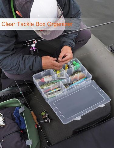 صندوق معالجة بلاستيكي منظم من Sjqecyfv، صندوق منظم بلاستيكي شفاف مع فواصل، حاوية خرز، حاويات تخزين مقسمة، كبيرة 15 حجرة شبكية، صندوق منظم للحرف اليدوية (عبوتان) in Kuwait