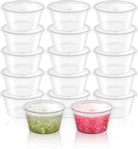 XINGLIAN 100 قطعة من الحاويات البلاستيكية الصغيرة الشفافة بوزن 2 أونصة مع أغطية لتخزين الكرات الإسفنجية للاستعمال مرة واحدة، حاويات مانعة للتسرب مع أغطية لصناعة الحرف اليدوية in Kuwait