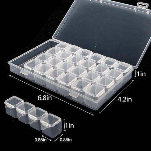 UOONY 280 Slots Diamond Painting Storage Containers Diamond Accessories and Tools Boxes Bead Organizer 28 Grids 10Pcs with 400Pcs Label Stickers for Nail Craft in Kuwait