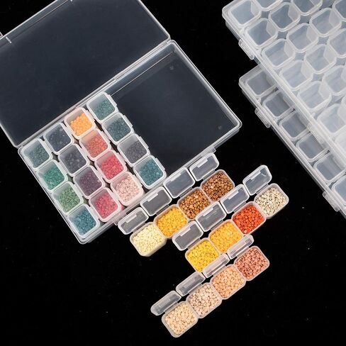 UOONY 280 Slots Diamond Painting Storage Containers Diamond Accessories and Tools Boxes Bead Organizer 28 Grids 10Pcs with 400Pcs Label Stickers for Nail Craft in Kuwait