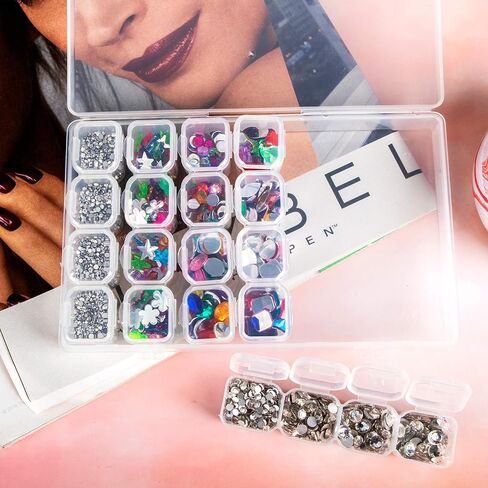UOONY 280 Slots Diamond Painting Storage Containers Diamond Accessories and Tools Boxes Bead Organizer 28 Grids 10Pcs with 400Pcs Label Stickers for Nail Craft in Kuwait