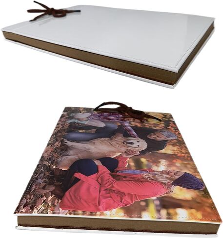 Sublimation Photo Album Blanks Leather Diy Family Scrapbook Photo Album Expandable 11.6x7.5 Inches 80 Pages (Brown) in Saudi Arabia