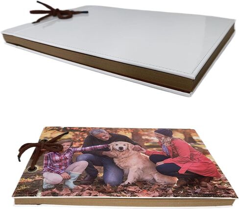 Sublimation Photo Album Blanks Leather Diy Family Scrapbook Photo Album Expandable 11.6x7.5 Inches 80 Pages (Brown) in Saudi Arabia