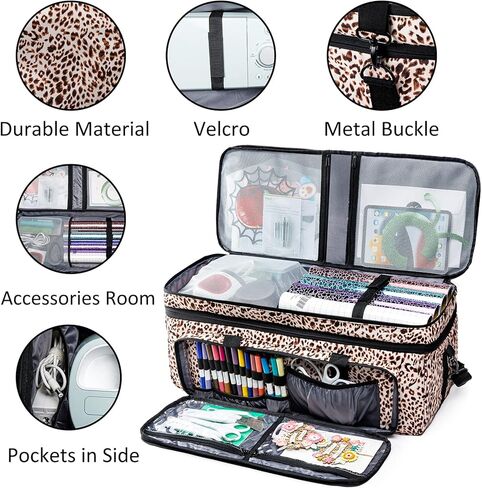 حقيبة حمل مزدوجة الطبقات من BAGSPRITE متوافقة مع Cricut Explore Air، Air 2، Maker and Maker 3، حقيبة Cricut مع جيوب حصيرة وتخزين ملحقات Cricut (رمادي) in Kuwait