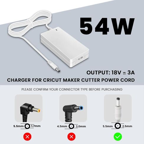 سلك طاقة محول قاطع 18 فولت لصانع Cricut، Cricut Explore Air 2، Expression2، إنشاء، كعكة، صغير، أصلي، استكشاف، استكشاف واحد، كابل استبدال قابس حائط الشاحن (أبيض) in Kuwait