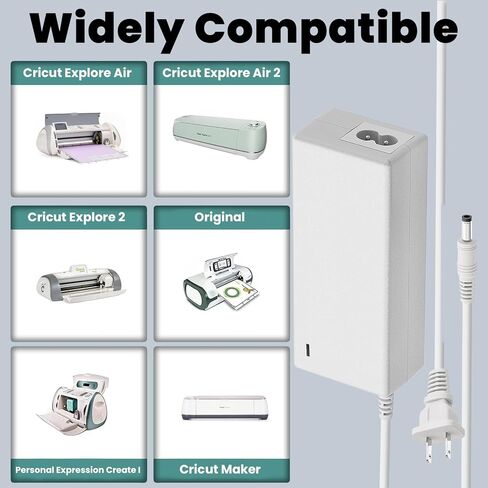 سلك طاقة محول قاطع 18 فولت لصانع Cricut، Cricut Explore Air 2، Expression2، إنشاء، كعكة، صغير، أصلي، استكشاف، استكشاف واحد، كابل استبدال قابس حائط الشاحن (أبيض) in Kuwait