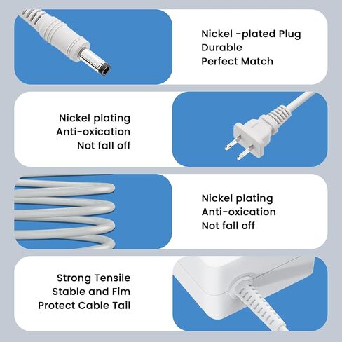 سلك طاقة محول قاطع 18 فولت لصانع Cricut، Cricut Explore Air 2، Expression2، إنشاء، كعكة، صغير، أصلي، استكشاف، استكشاف واحد، كابل استبدال قابس حائط الشاحن (أبيض) in Kuwait