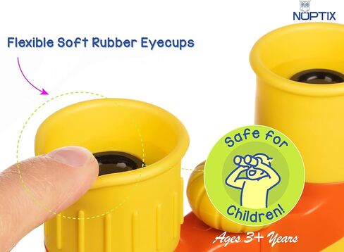 مناظير للاطفال - مناظير حقيقية للاطفال البنات والاولاد باللون الاصفر والبرتقالي النابض بالحياة - للاعمار من 3 الى 14 سنة - تتضمن كتاب ملصقات مكون من 40 طائر مع اسماء in Kuwait