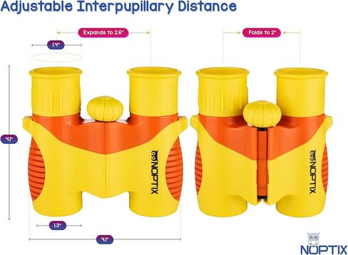 مناظير للاطفال - مناظير حقيقية للاطفال البنات والاولاد باللون الاصفر والبرتقالي النابض بالحياة - للاعمار من 3 الى 14 سنة - تتضمن كتاب ملصقات مكون من 40 طائر مع اسماء in Kuwait