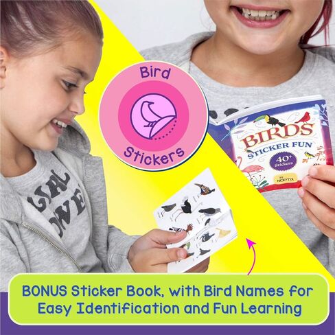 مناظير للاطفال - مناظير حقيقية للاطفال البنات والاولاد باللون الاصفر والبرتقالي النابض بالحياة - للاعمار من 3 الى 14 سنة - تتضمن كتاب ملصقات مكون من 40 طائر مع اسماء in Kuwait