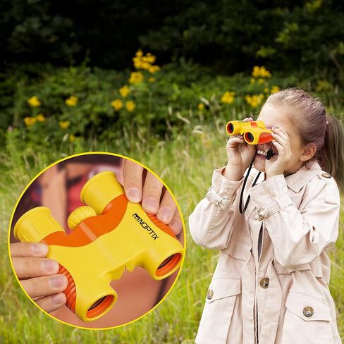 مناظير للاطفال - مناظير حقيقية للاطفال البنات والاولاد باللون الاصفر والبرتقالي النابض بالحياة - للاعمار من 3 الى 14 سنة - تتضمن كتاب ملصقات مكون من 40 طائر مع اسماء in Kuwait