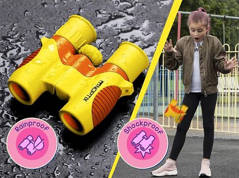 مناظير للاطفال - مناظير حقيقية للاطفال البنات والاولاد باللون الاصفر والبرتقالي النابض بالحياة - للاعمار من 3 الى 14 سنة - تتضمن كتاب ملصقات مكون من 40 طائر مع اسماء in Kuwait