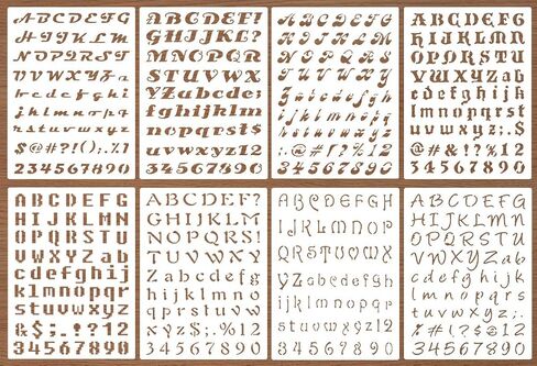 مجموعة من 8 مجموعات استنسل رسم أرقام الحروف الأبجدية البلاستيكية لسجل القصاصات/مشاريع الرسم اليدوية، ارتفاع الحروف حوالي 1 بوصة in Kuwait