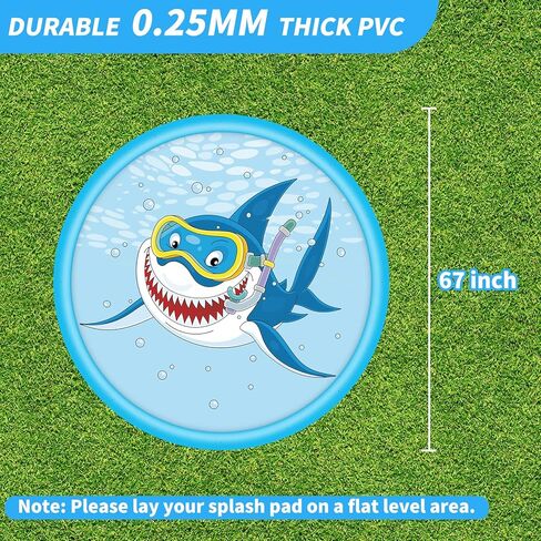 وسادة سبلاش للأطفال - سجادة لعب سبلاش للأطفال، 67 بوصة قابلة للنفخ في الصيف في الهواء الطلق ألعاب مائية للأطفال بعمر 3 سنوات فما فوق، سجادة لعب سبلاش نافورة للأطفال الصغار والأطفال in Kuwait