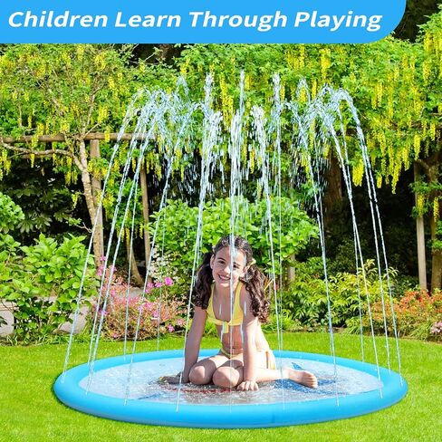 وسادة سبلاش للأطفال - سجادة لعب سبلاش للأطفال، 67 بوصة قابلة للنفخ في الصيف في الهواء الطلق ألعاب مائية للأطفال بعمر 3 سنوات فما فوق، سجادة لعب سبلاش نافورة للأطفال الصغار والأطفال in Kuwait
