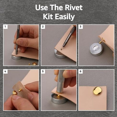 480 PCS Leather Rivets Kit, 4 Colors Double Cap Rivets, 3 Sizes Rivets for Leather, Rubber Hammer Fixing Tool Kit for DIY, Leather Craft Clothes Shoes Decoration and Repair in Saudi Arabia