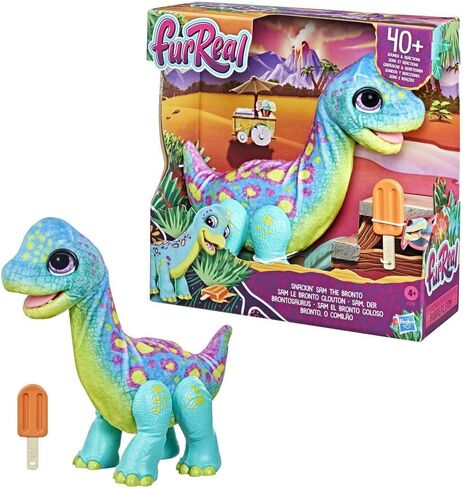 furReal Snackin' Sam The Bronto, Interactive Pets, 40+ Sounds and Reactions, Electronic Pets, Plush Dinosaur Toys for 4 Year Old Girls and Boys in Kuwait