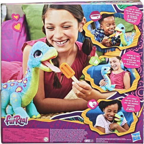 furReal Snackin' Sam The Bronto, Interactive Pets, 40+ Sounds and Reactions, Electronic Pets, Plush Dinosaur Toys for 4 Year Old Girls and Boys in Kuwait