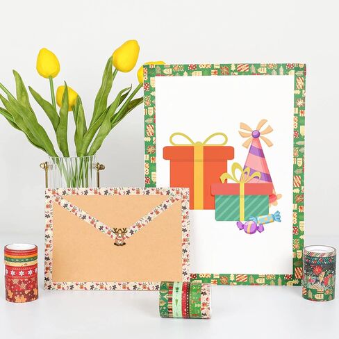 مجموعة شريط واشي لعيد الميلاد من إيبورن - 21 لفة من رقائق الذهب للعطلات، مثالية لمجلة الرصاص، وسجل القصاصات، وتغليف الهدايا، والحرف اليدوية اليدوية in Kuwait