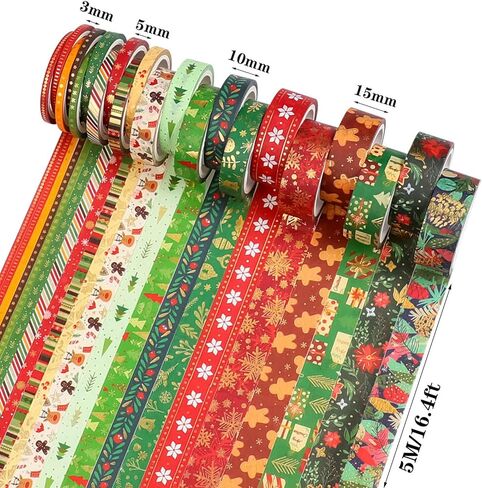 مجموعة شريط واشي لعيد الميلاد من إيبورن - 21 لفة من رقائق الذهب للعطلات، مثالية لمجلة الرصاص، وسجل القصاصات، وتغليف الهدايا، والحرف اليدوية اليدوية in Kuwait