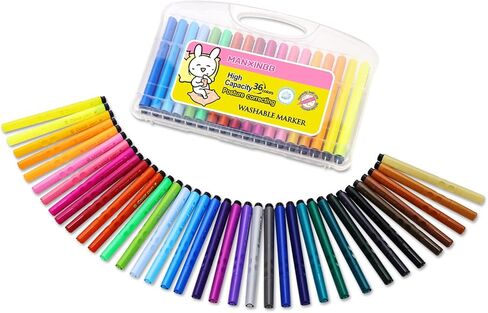 مجموعة اقلام ماركر قابلة للغسل، هدية للاطفال، مجموعة اقلام تحديد 36 لون، للاعمار من 2-4، 4-8 سنوات in Kuwait