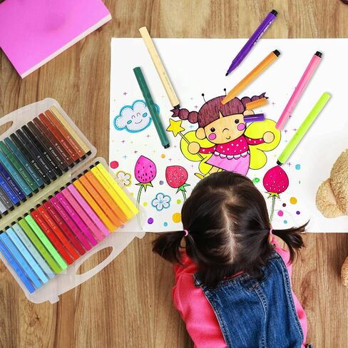 مجموعة اقلام ماركر قابلة للغسل، هدية للاطفال، مجموعة اقلام تحديد 36 لون، للاعمار من 2-4، 4-8 سنوات in Kuwait