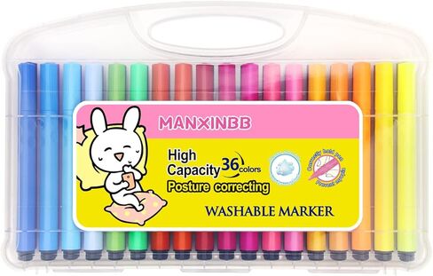 مجموعة اقلام ماركر قابلة للغسل، هدية للاطفال، مجموعة اقلام تحديد 36 لون، للاعمار من 2-4، 4-8 سنوات in Kuwait