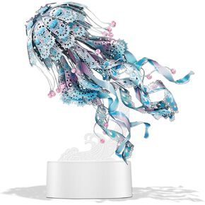 Piececool 3D Puzzles for Adults, Jellyfish Night Light with USB Plug, Ocean Animals 3D Metal Model Building Kits, DIY Assembling Arts and Crafts