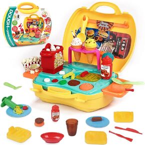 Cement Mixer Color Dough Set, Construction Truck Tools Kit, DIY Art & Craft Playset Toys with Portable Case for Kids Boys Ages 3+, with Molds Non-Toxic Modeling Clay 4 Colors