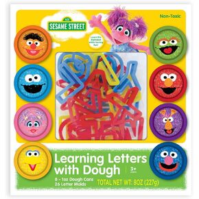 Sesame Street Learning Letters with Dough | 8 1-oz Cans of Sesame Street Dough & 26 Letter Molds | Gift for Kids | Fun & Educational