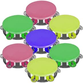 ArtCreativity Neon Tambourines for Kids, Set of 12, Percussion Musical Instruments for Boys and Girls, Durable Plastic and Metal Noisemakers, Birthday Party Favors and Goodie Bag Fillers, 4 Colors in Saudi Arabia