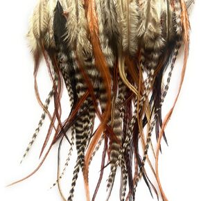 ريش ديك حقيقي قصير، أشيب مخطط، 50 وصلة شعر ريش أو حرف يدوية، 5-8 بوصات بني، أسود أبيض مخطط أشيب زغب طبيعي in Kuwait