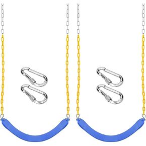 Heavy Duty Toddler Swing Set with 66 Inches Chain Coated Swing Seat Replacement Accessories for Kids Outdoor Play Playground Trees Swing (Blue/1 Pack)