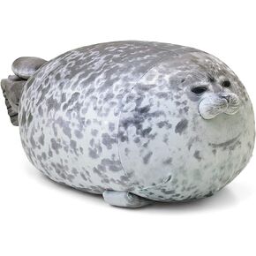 Pineapple Chubby Blob Seal Plush Pillow, Cute Stuffed Animal Seal Plushie Toy, Cotton Plushy Ocean Gray Large (23.6 inch)