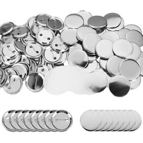 100 Pieces Blank Button Badge Parts for Button Maker Machine, Metal Shells Metal Back Cover and Clear Mylar Components, DIY Crafts Arts Supplies for Presents, Souvenirs