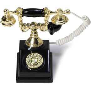 Dollhouse Telephone 1:12 Miniature Vintage Rotary Phone Model Desk Decoration Retro Mini Accessorries for Artificial House Living Room Scene (Black)